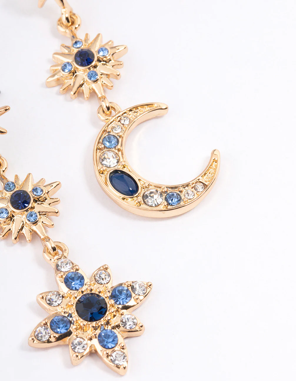 Navy Mixed Celestial Drop Earrings - Image 3
