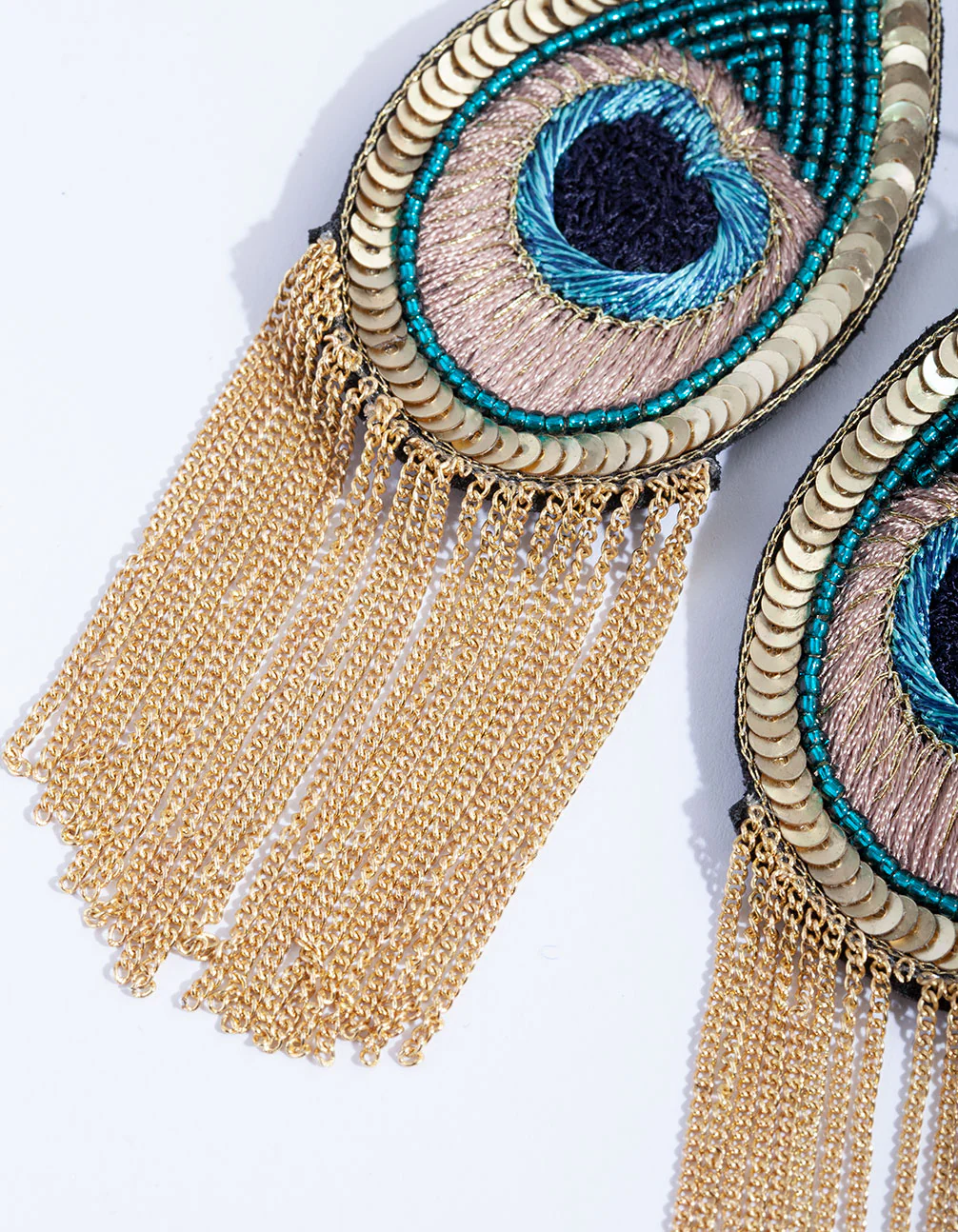 Peacock Chain Chandelier Earrings - Image 4