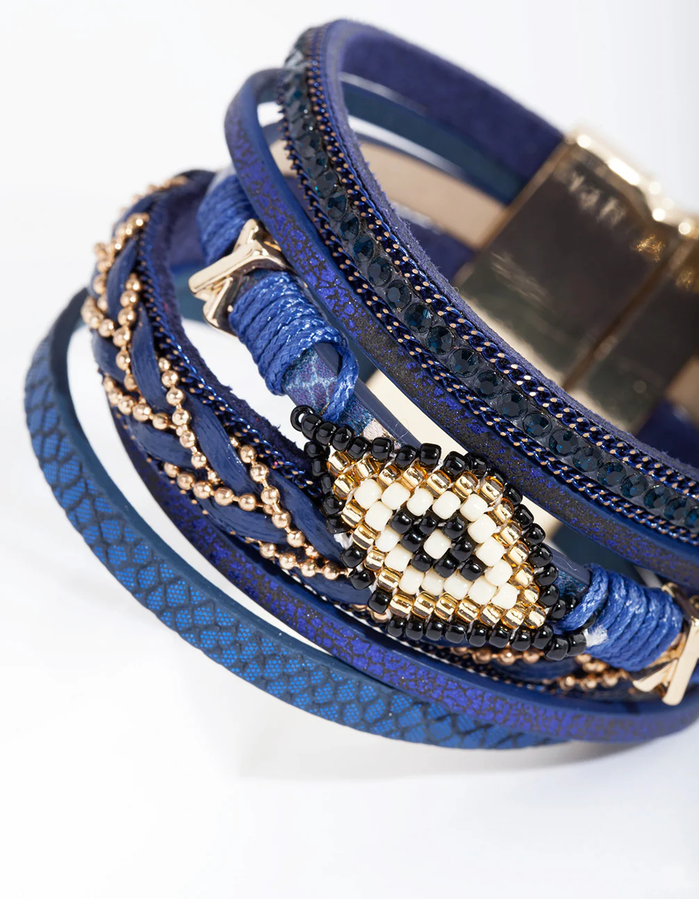 Navy Metallic Strand Cuff Bracelet - Image 2