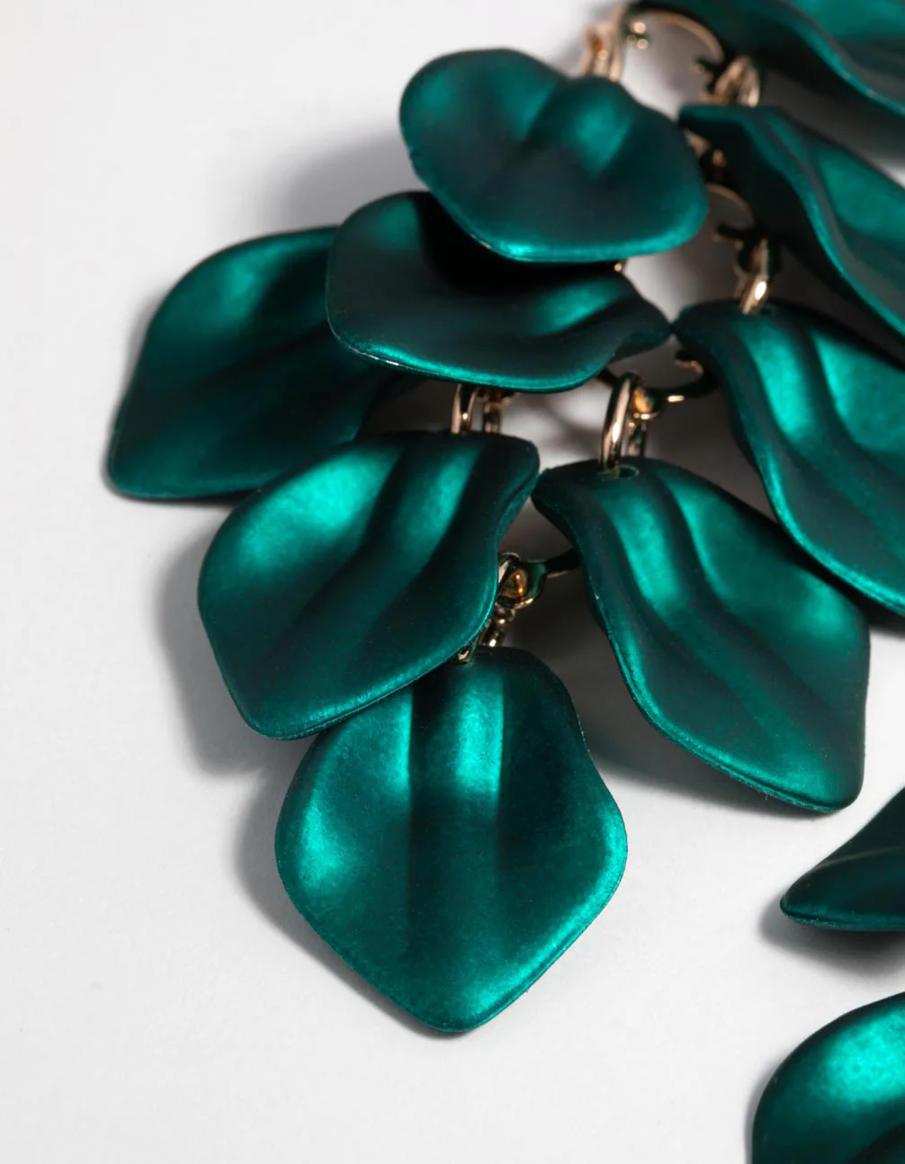 Green Pearlised Cascade Petal Earrings - Image 2