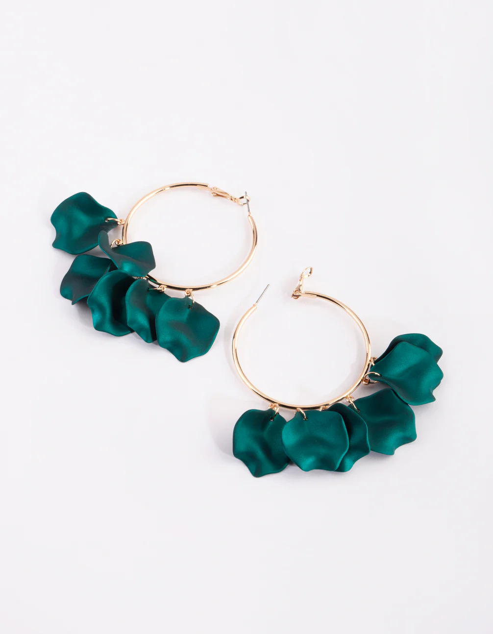 Green Pearlised Petal Hoop Earrings - Image 2