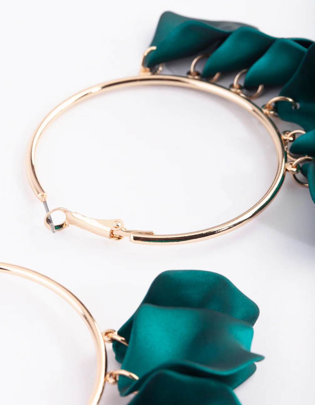 Green Pearlised Petal Hoop Earrings - Image 3