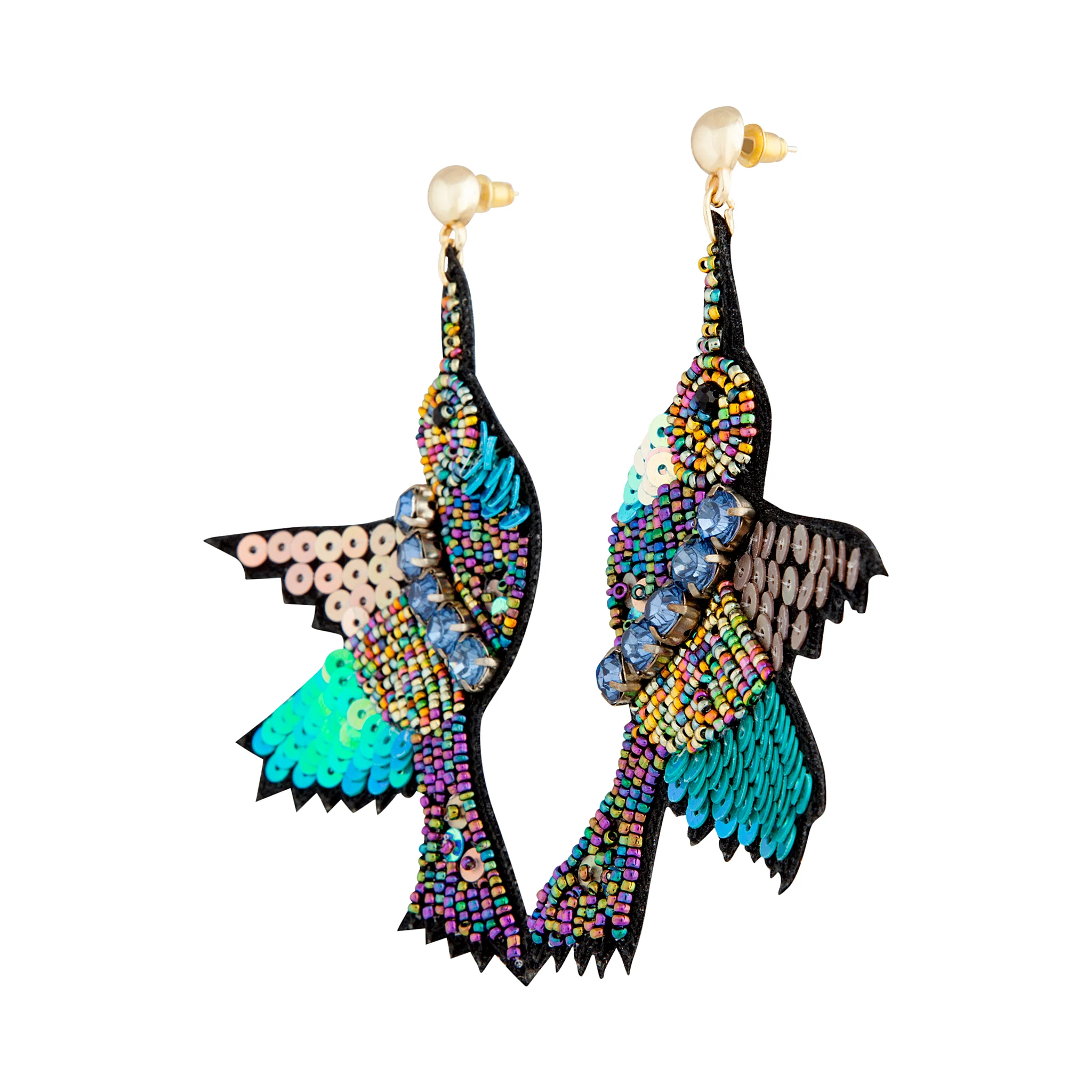 Sequin Hummingbird Statement Earrings - Image 3