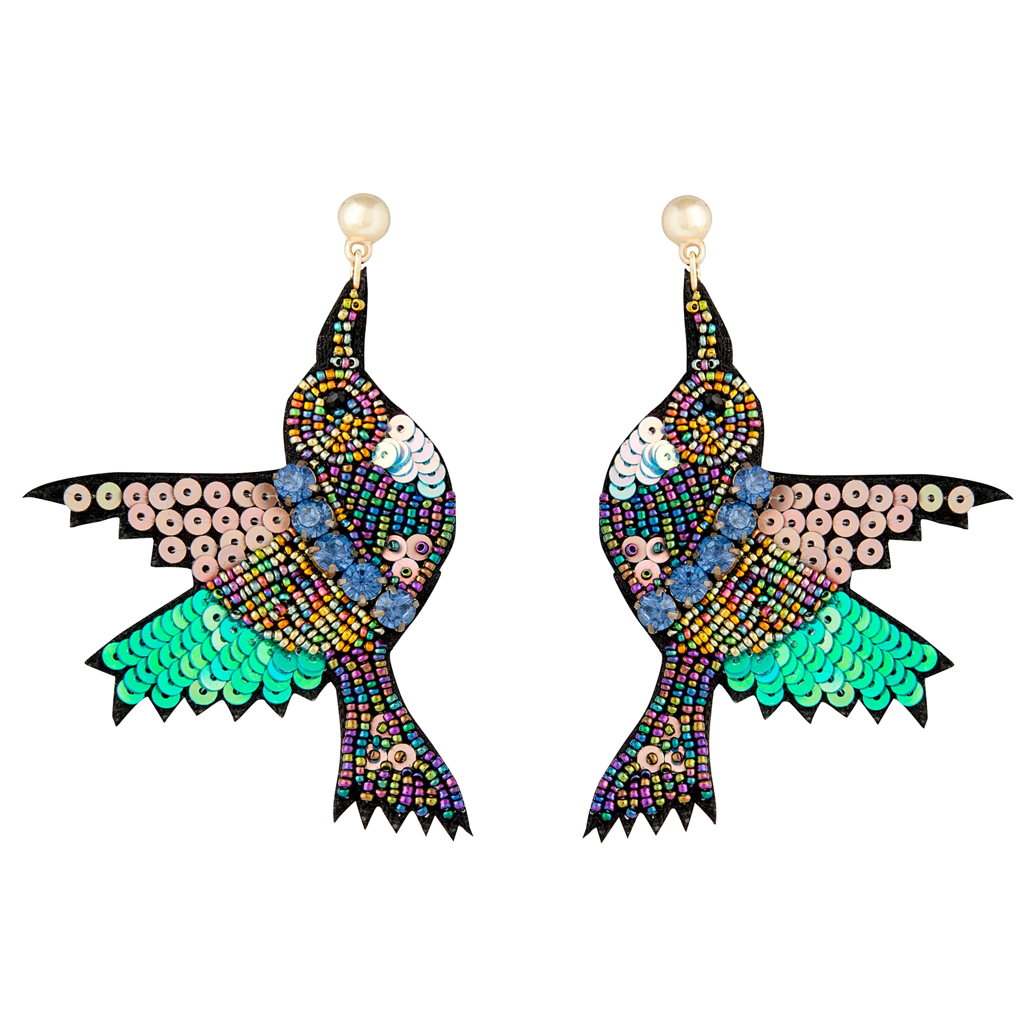 Sequin Hummingbird Statement Earrings - Image 4