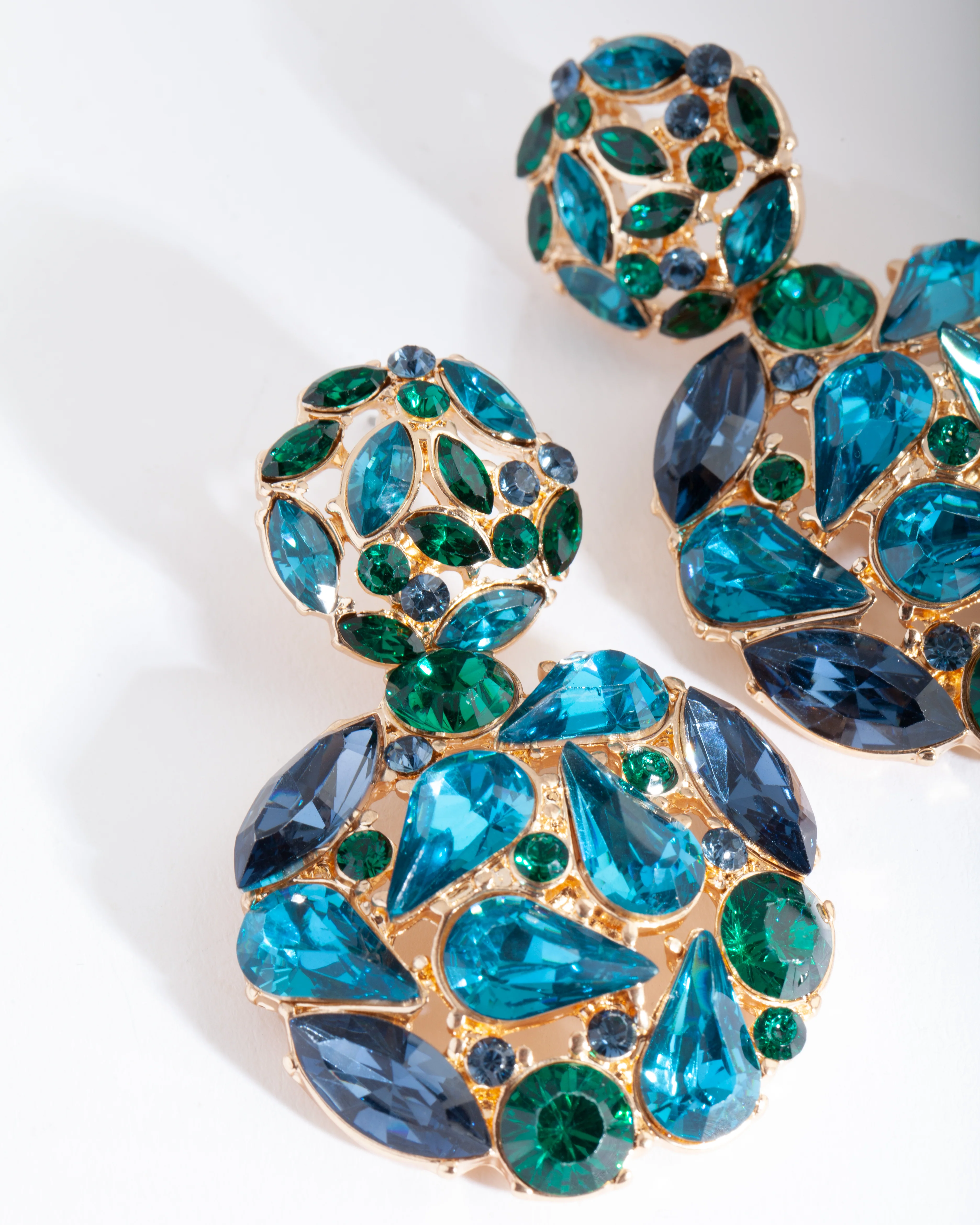 Green Gem Cluster Earrings - Image 2