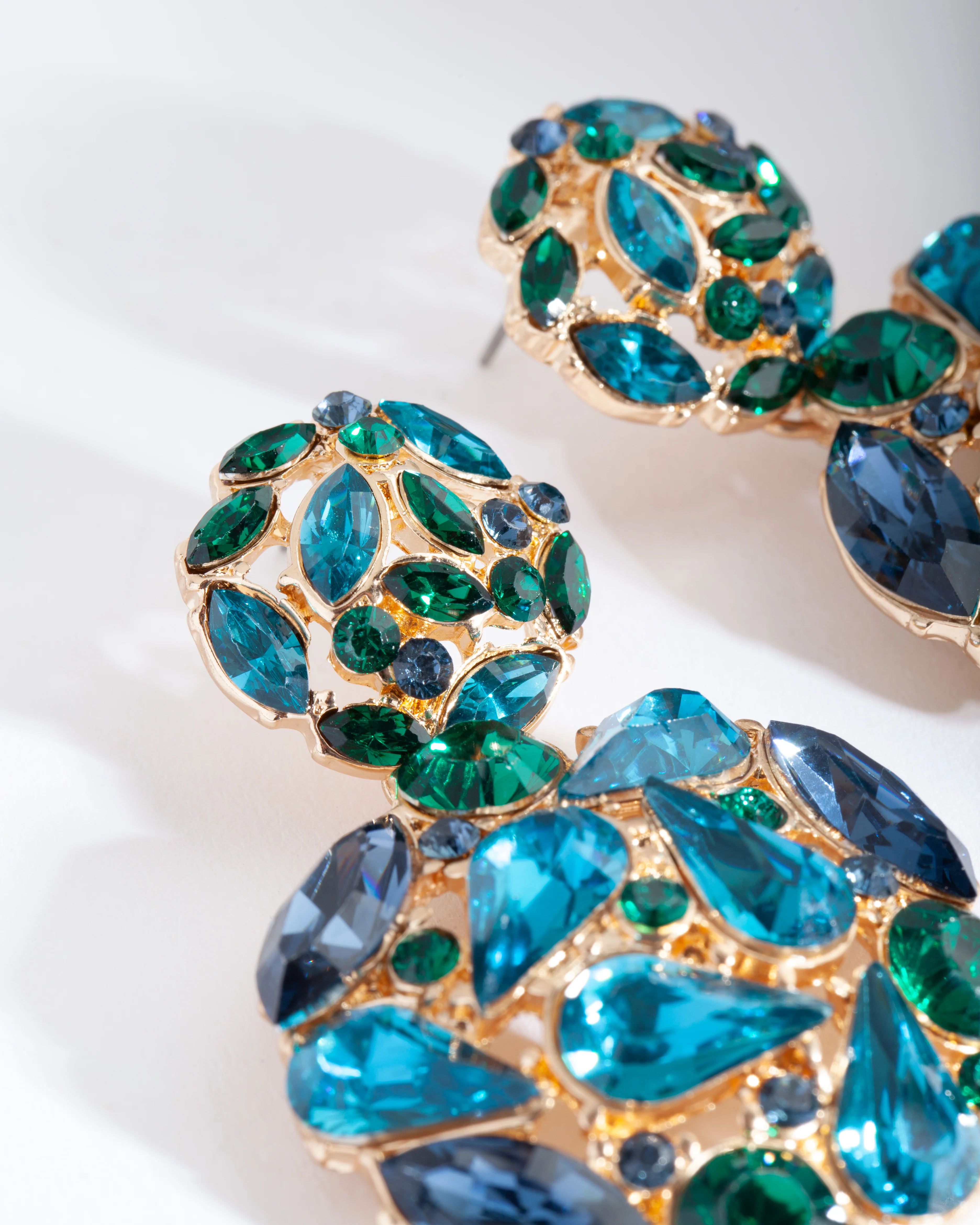 Green Gem Cluster Earrings - Image 3