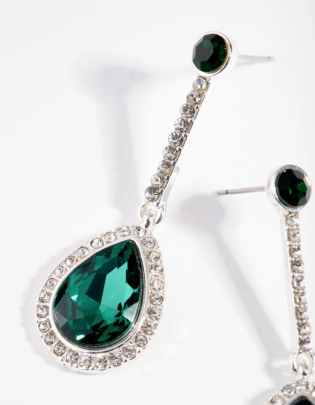 Silver Diamante Teardrop Earrings - Image 2