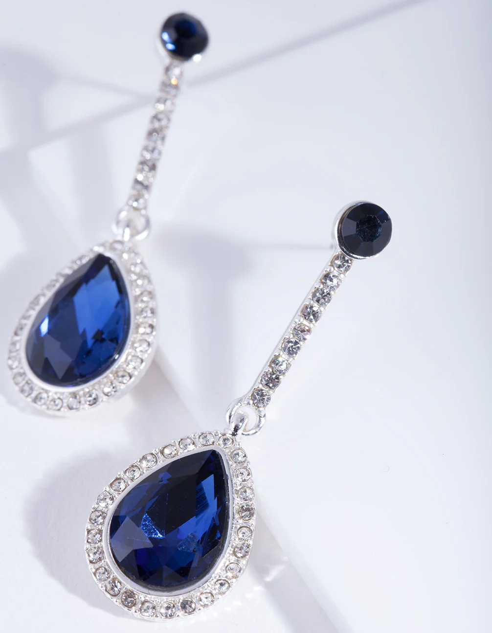 Silver Blue Teardrop Earrings - Image 2
