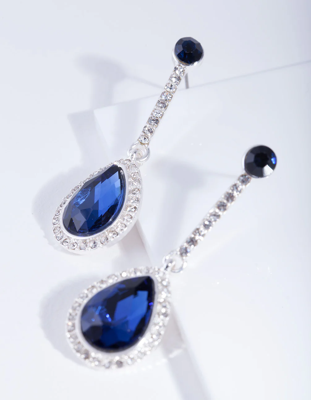 Silver Blue Teardrop Earrings - Image 3