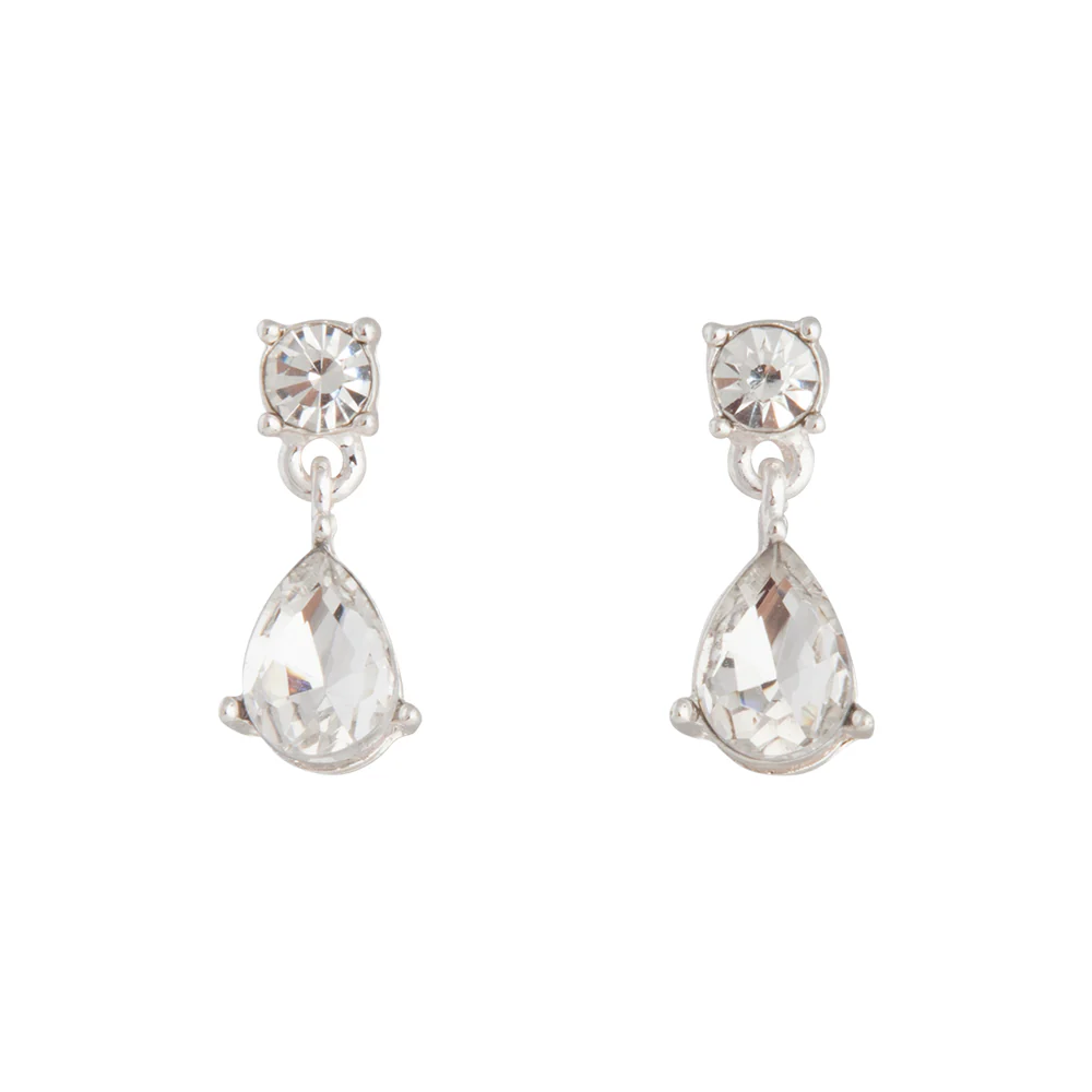 Mini Angelina Crystal Stud & Teardrop Earrings - Image 2