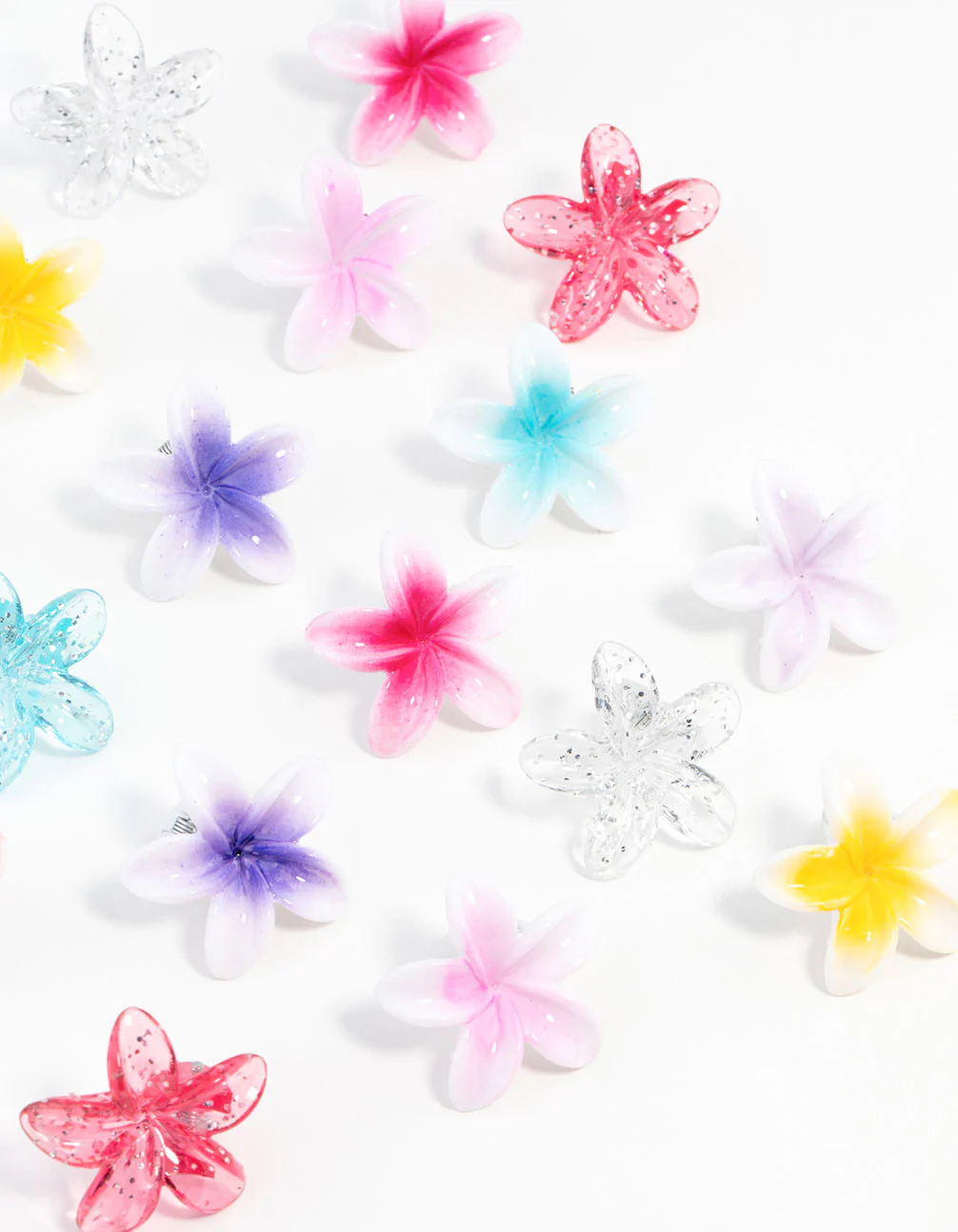 Mini Frangipani Flower Hair Clips 10-Pack - Image 3