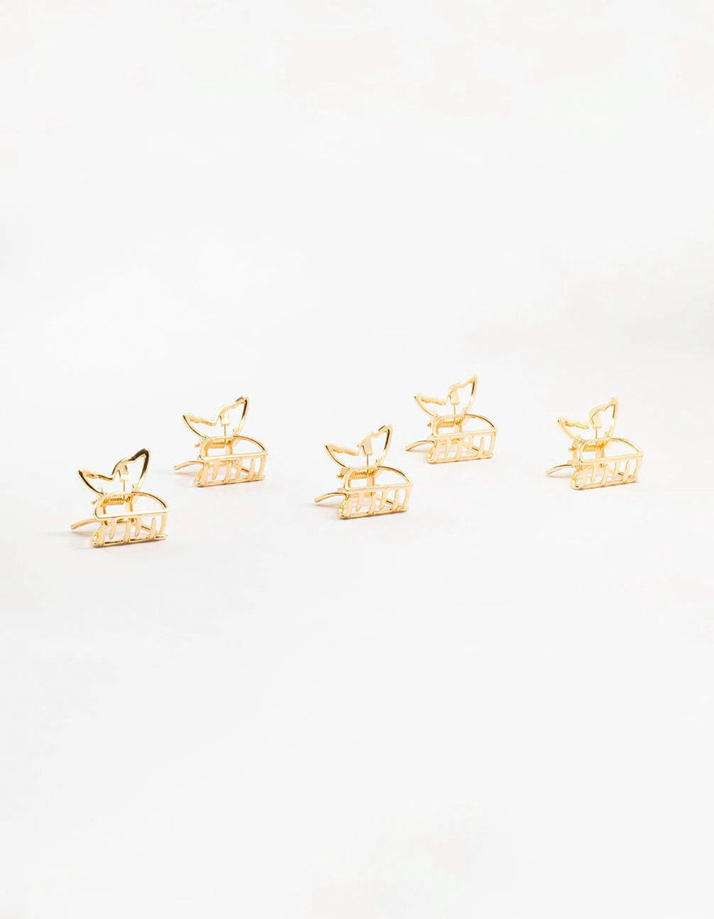 Mini Open Gold Butterfly Hair Clips 5-Pack - Image 2