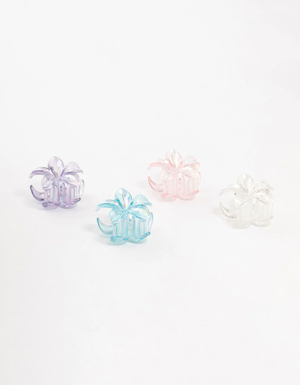 Mini Plastic Irregular Frangipani Claw Clips 4-Pack - Image 2
