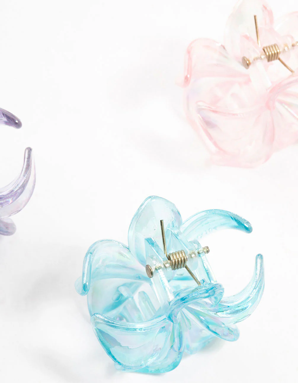 Mini Plastic Irregular Frangipani Claw Clips 4-Pack - Image 3