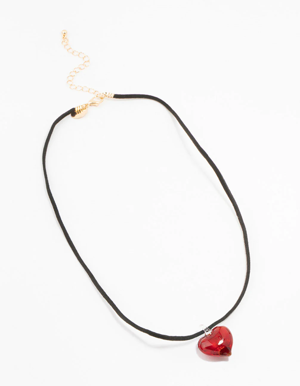Mini Red Beaded Glass Heart Necklace - Image 2