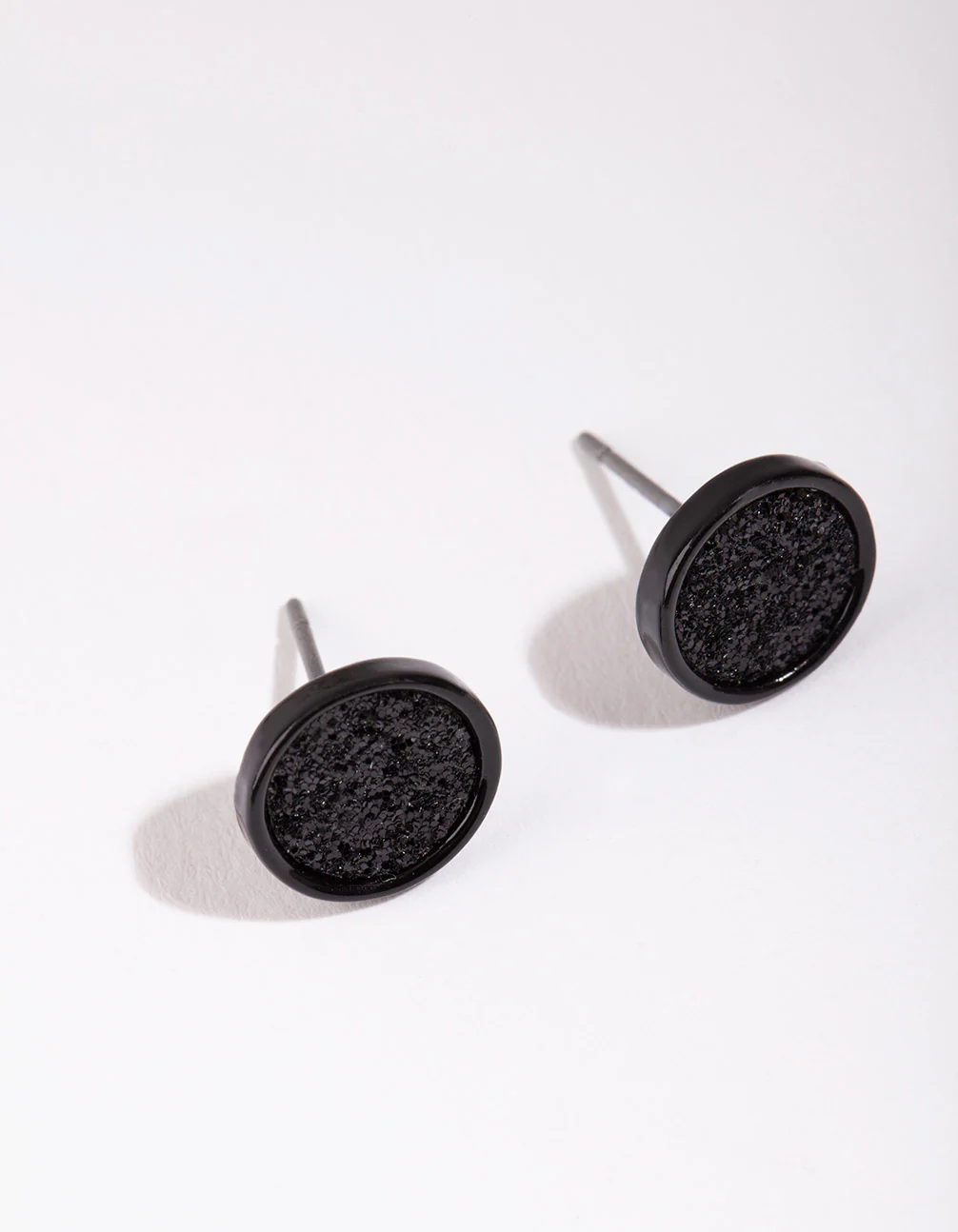 Mini Round Glitter Studs In Black - Image 2