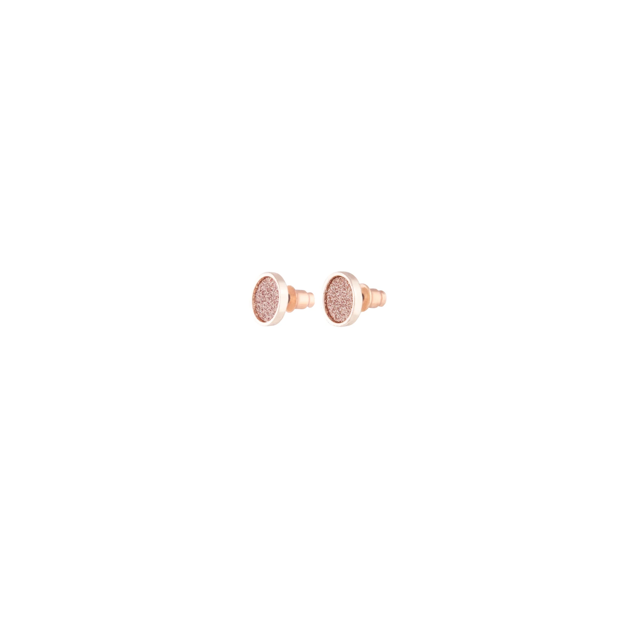Pink Rose Gold Mini Round Glitter Studs - Image 2