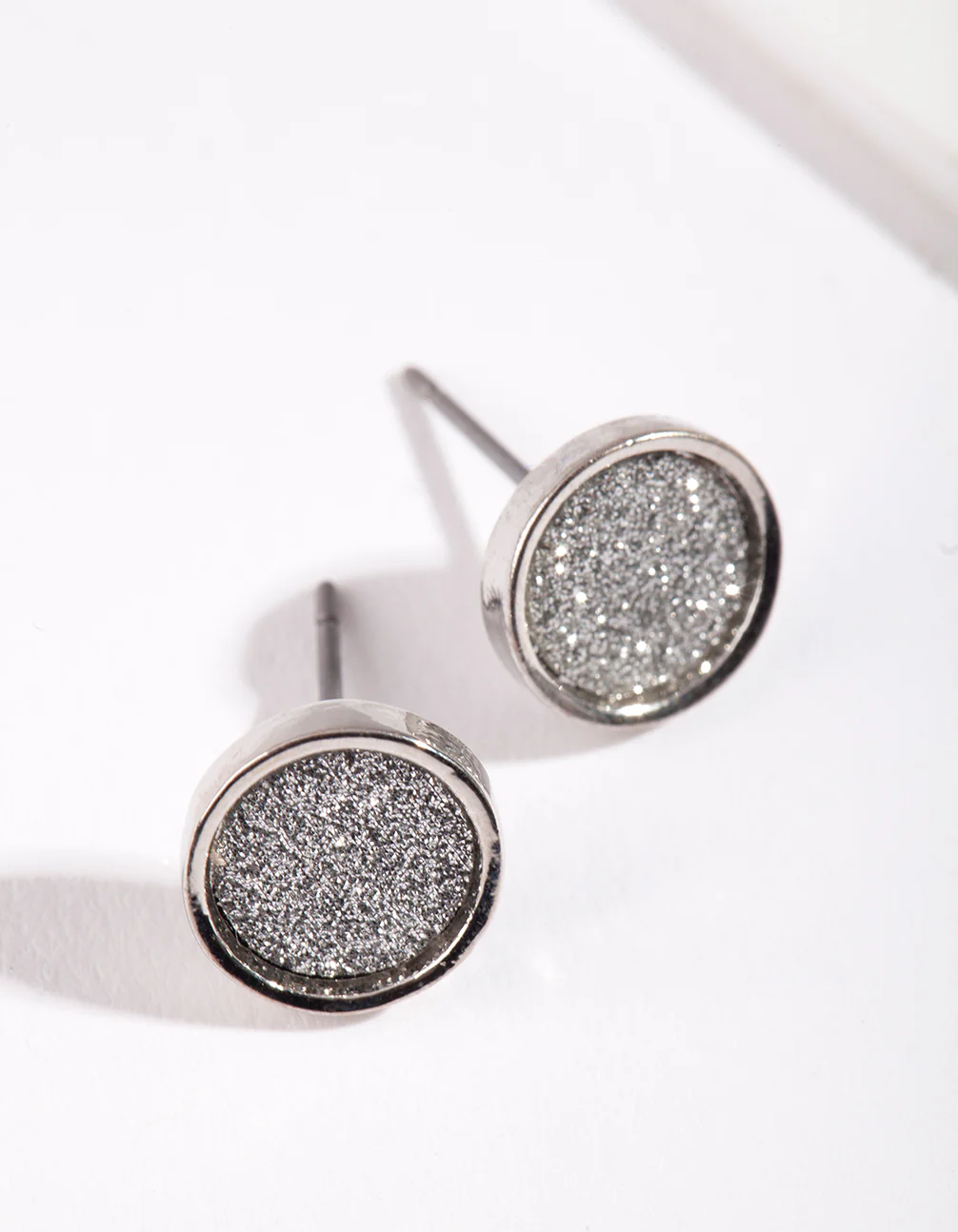 Round Silver Glitter Paper Earrings - Image 2
