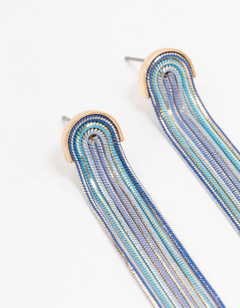 Mini Waterfall Coated Cut Chain Earrings - Image 2