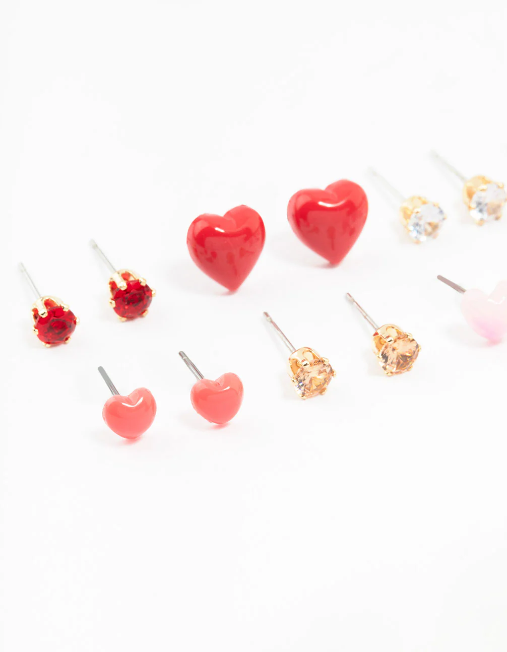 Mixed Gold Love Heart Earrings 8-Pack - Image 2