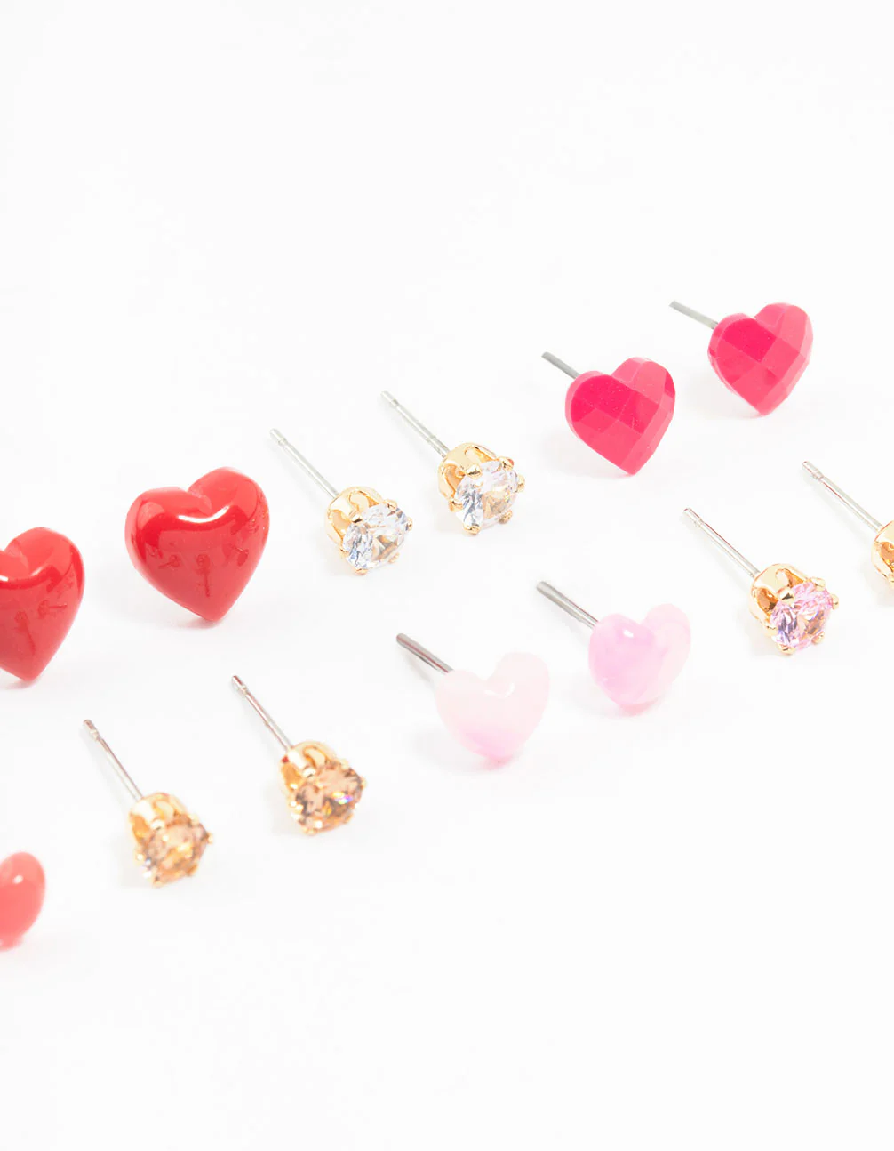 Mixed Gold Love Heart Earrings 8-Pack - Image 3