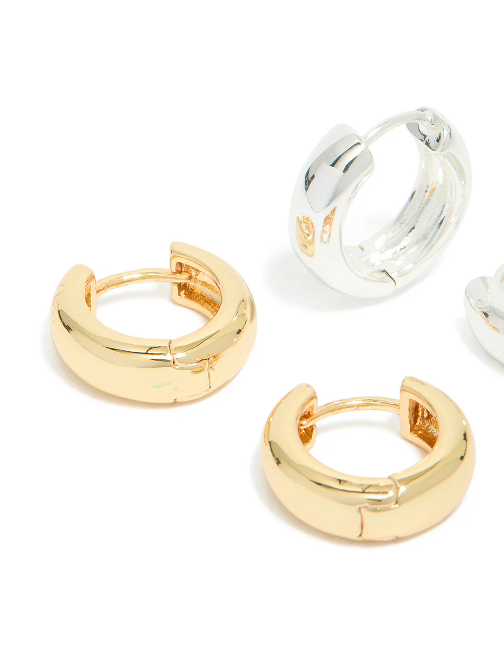 Mixed Metal Brass Classic Round Hoop Earrings 2-Pack - Image 3