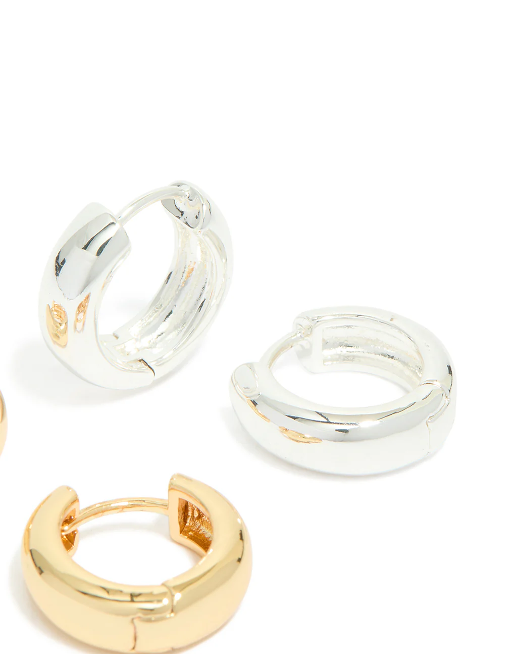 Mixed Metal Brass Classic Round Hoop Earrings 2-Pack - Image 4
