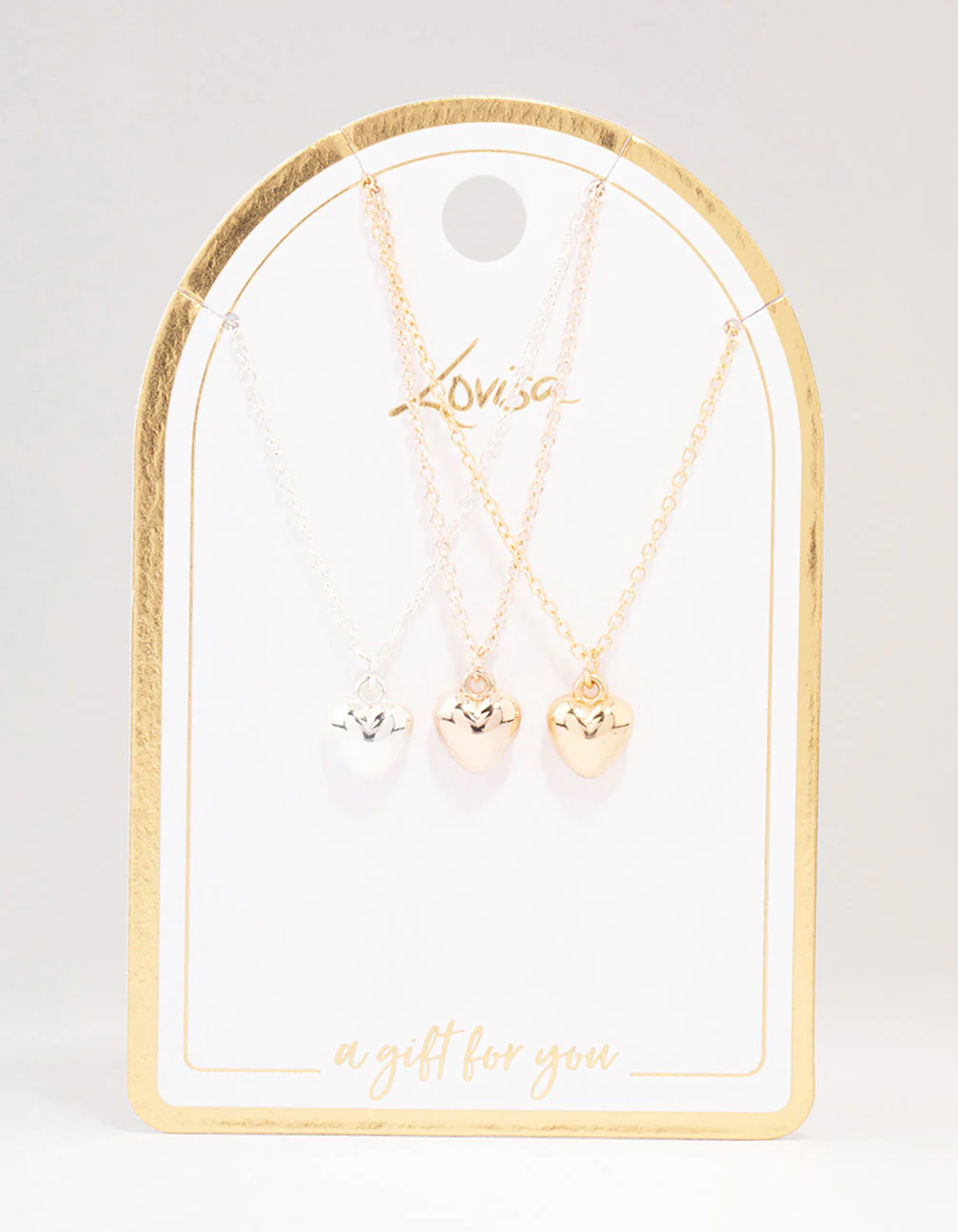 Mixed Metal Bubble Heart Necklace 3-Pack - Image 2