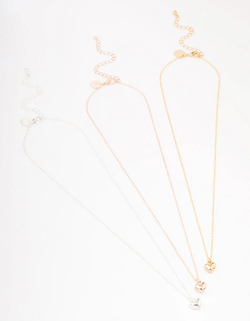 Mixed Metal Bubble Heart Necklace 3-Pack - Image 3