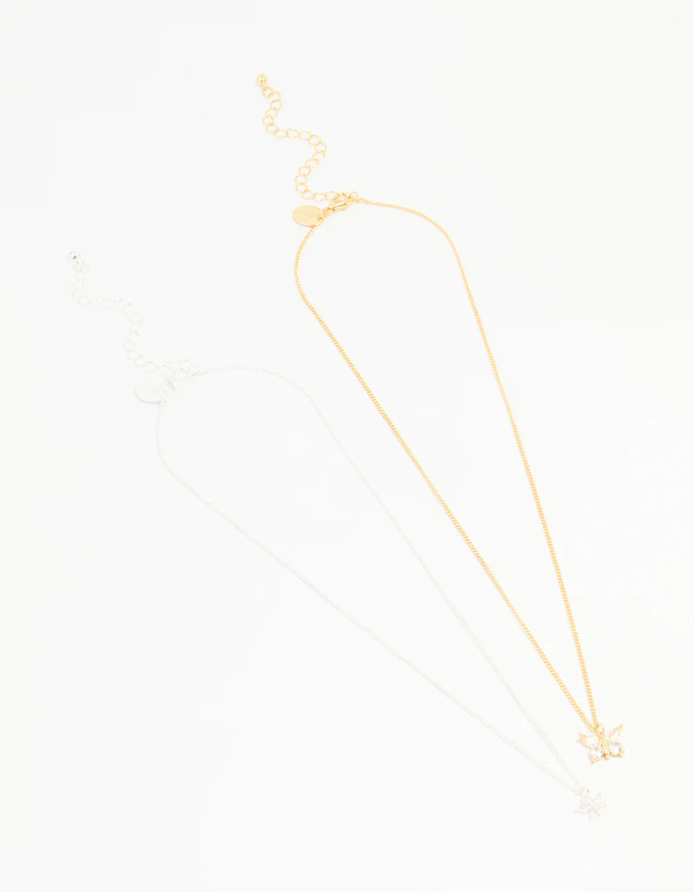 Mixed Metal Cubic Zirconia Butterfly Link Necklace Pack - Image 2