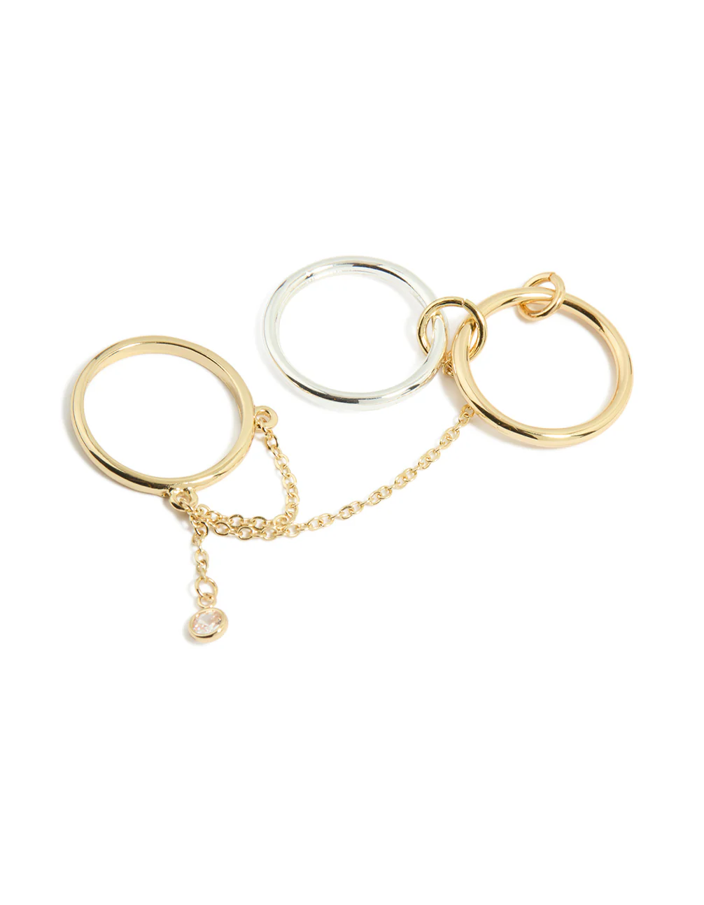 Mixed Metal Cubic Zirconia Chain Ring - Image 2