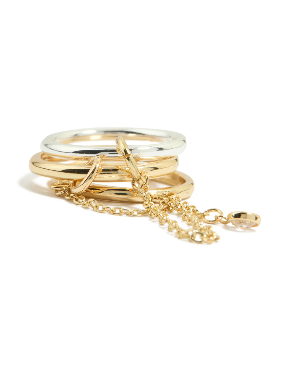 Mixed Metal Cubic Zirconia Chain Ring - Image 3