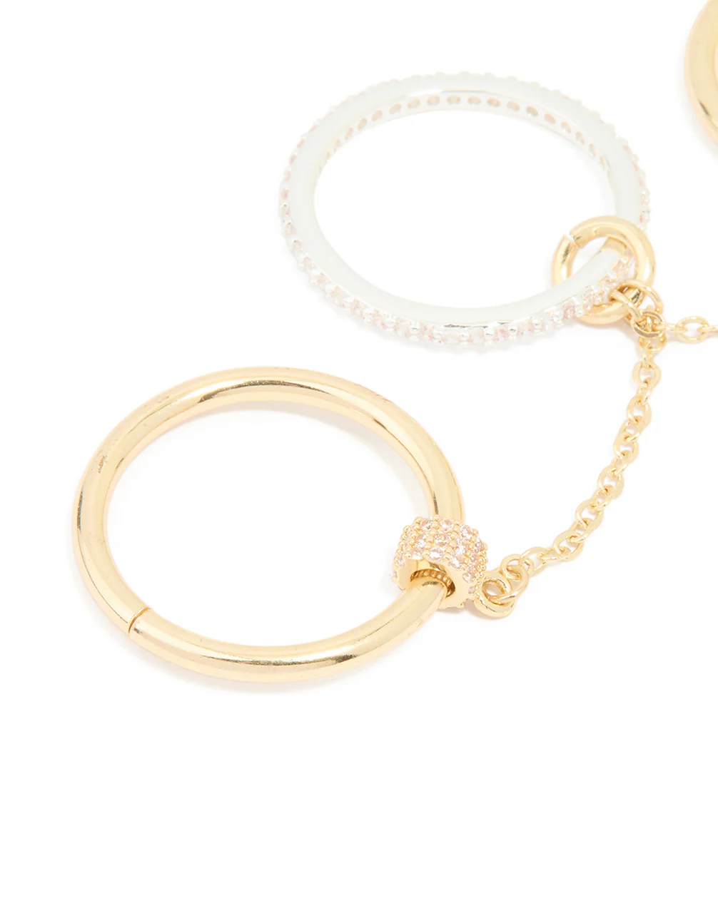 Mixed Metal Cubic Zirconia Multi-Chain Connected Ring - Image 2