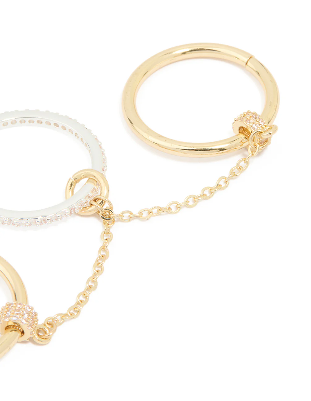 Mixed Metal Cubic Zirconia Multi-Chain Connected Ring - Image 3