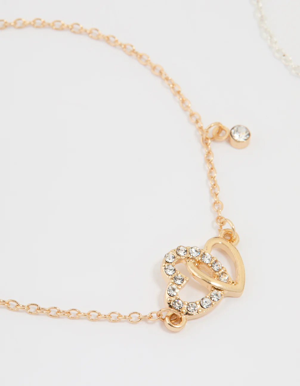 Mixed Metal Diamante Heart Link Bracelets 2-Pack - Image 2