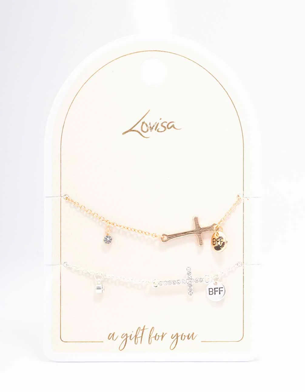 Mixed Metal Diamante Side Cross Bracelet - Image 2