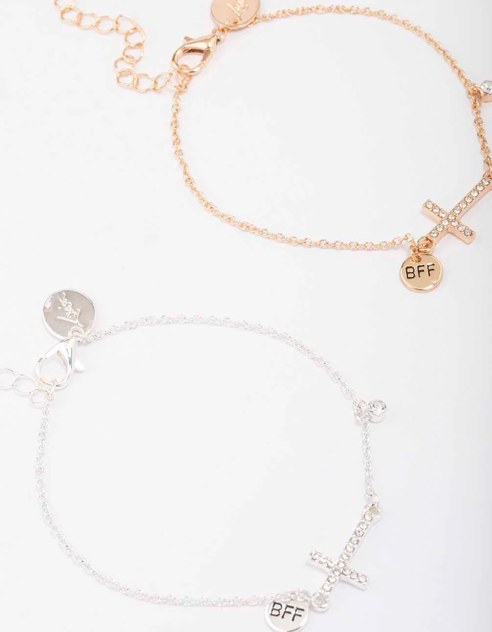 Mixed Metal Diamante Side Cross Bracelet - Image 3