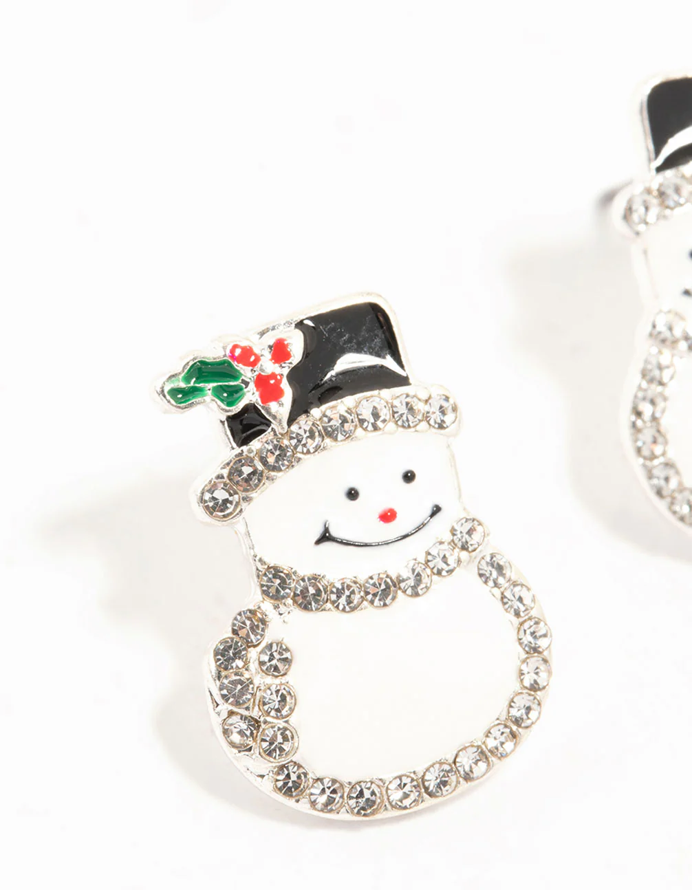 Mixed Metal Diamante Snowman Earrings - Image 2