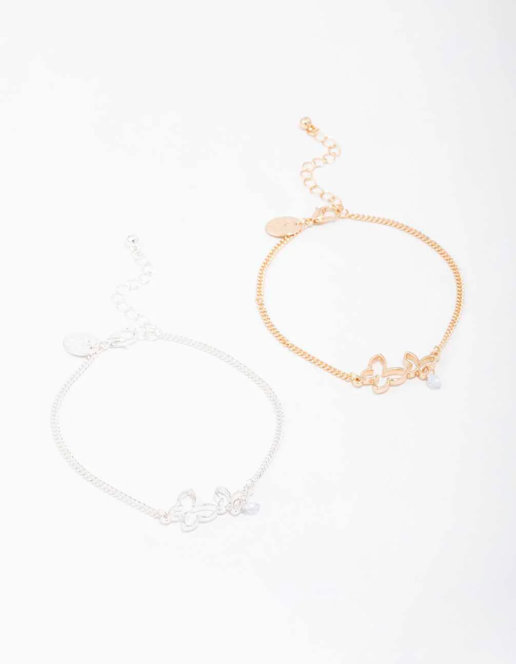 Mixed Metal Double Butterfly Bracelet - Image 2