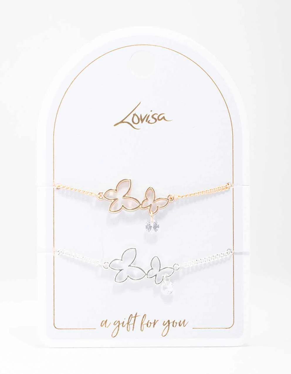 Mixed Metal Double Butterfly Bracelet - Image 3