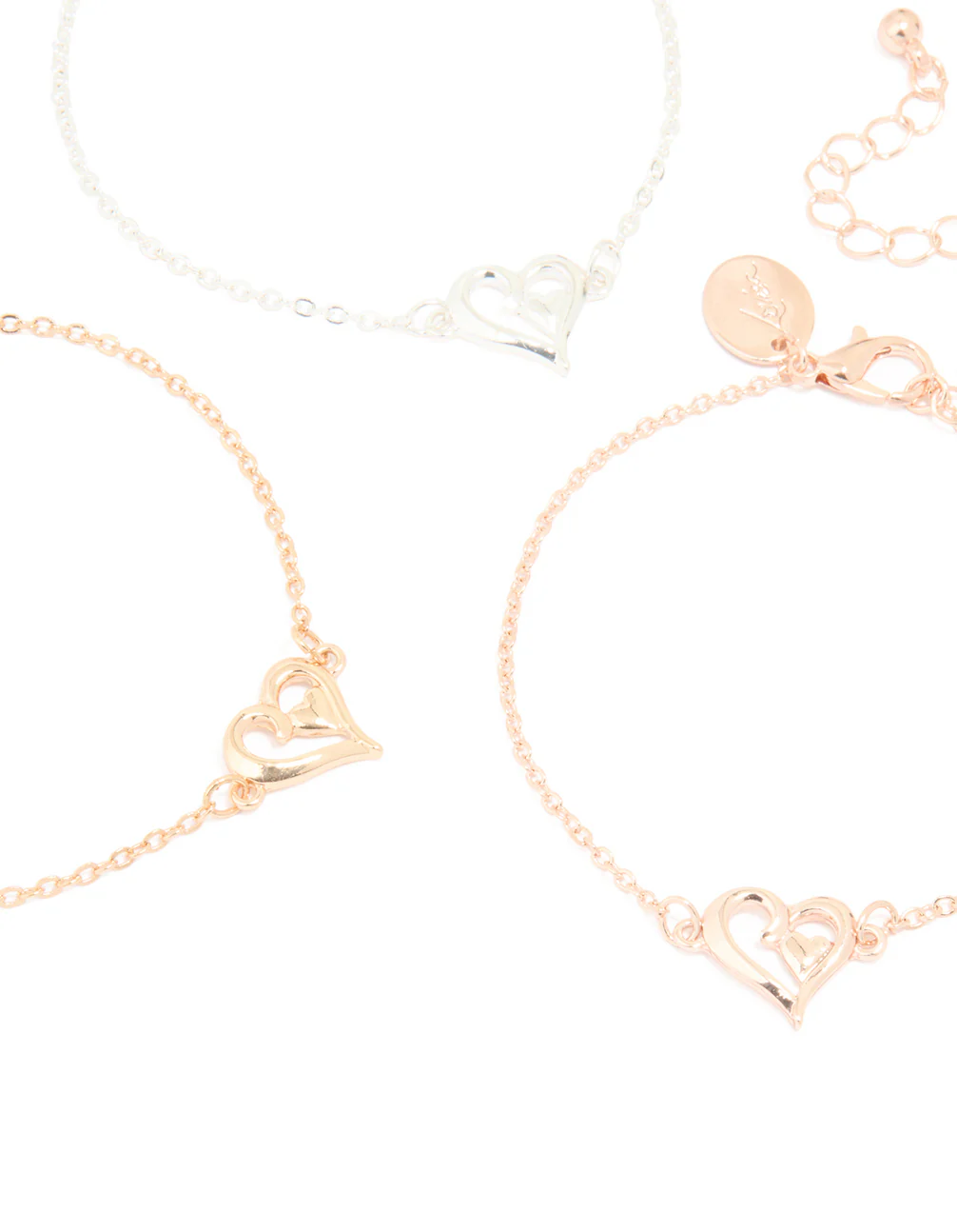 Mixed Metal Heart Bracelets 3-Pack - Image 2