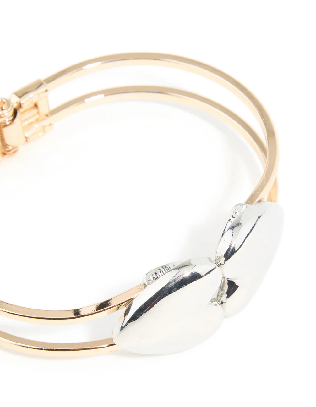 Mixed Metal Heart Hinged Bangle - Image 4