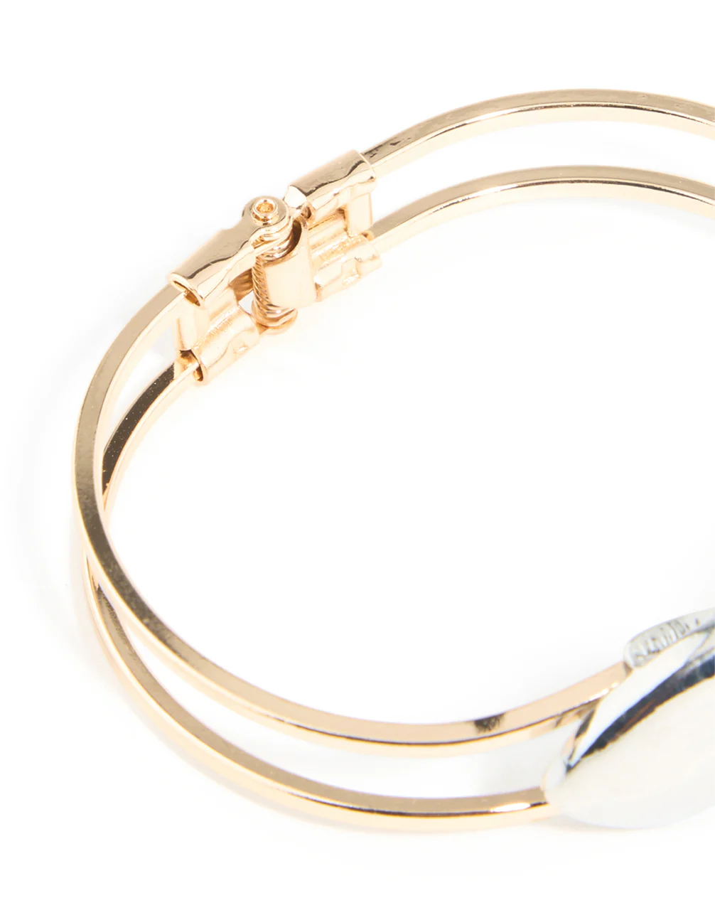 Mixed Metal Heart Hinged Bangle - Image 5