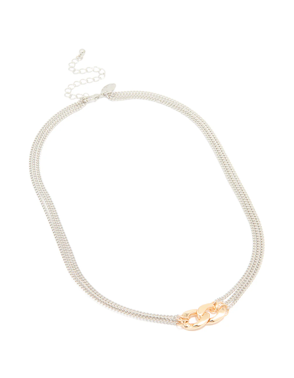 Mixed Metal Layered Chain Pendant Necklace - Image 2