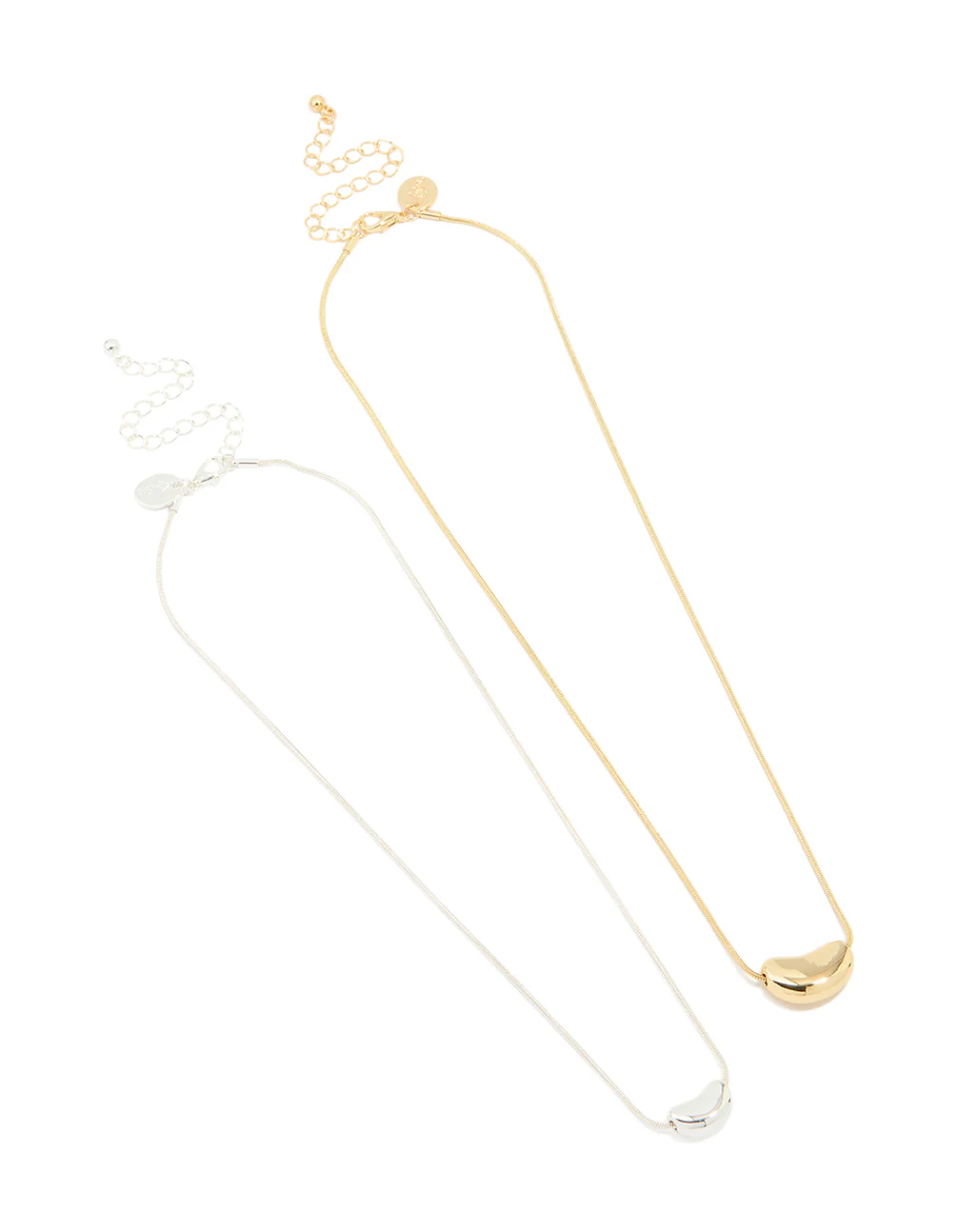 Mixed Metal Pebble Pendant Necklaces 2-Pack - Image 2