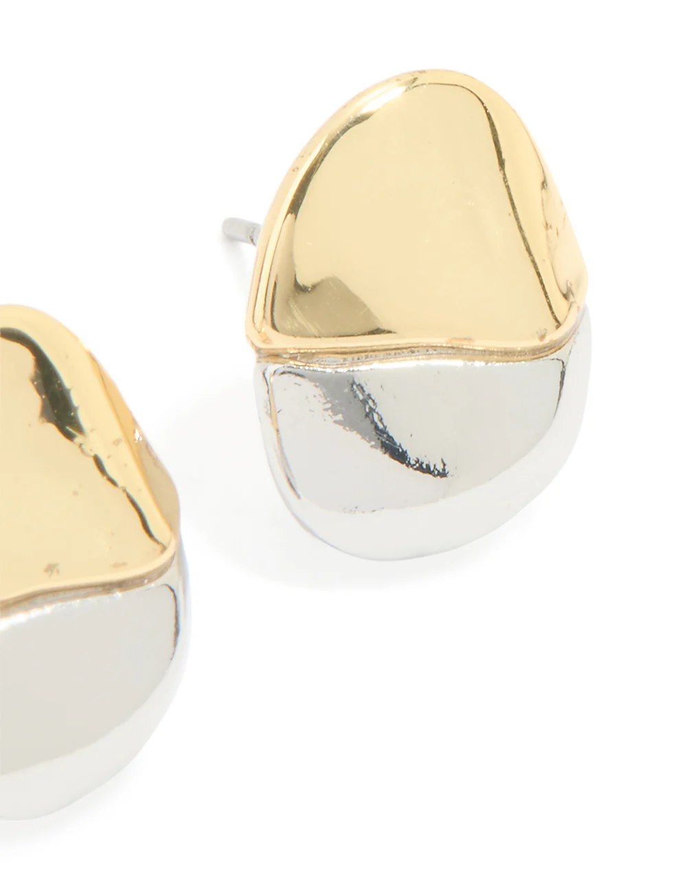 Mixed Metal Plated Brass Mini Pebble Stud Earrings - Image 4