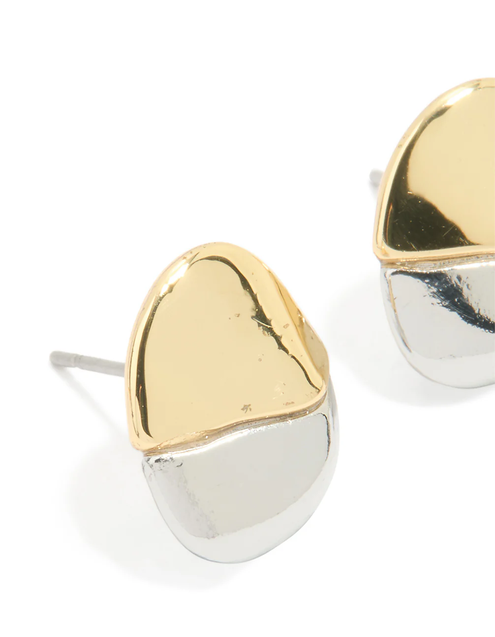 Mixed Metal Plated Brass Mini Pebble Stud Earrings - Image 5