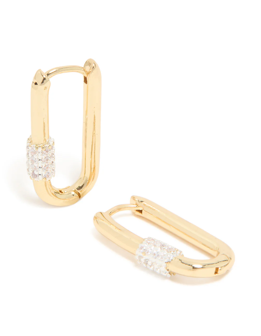 Mixed Metal Plated Carabiner Huggie Earrings - Image 2