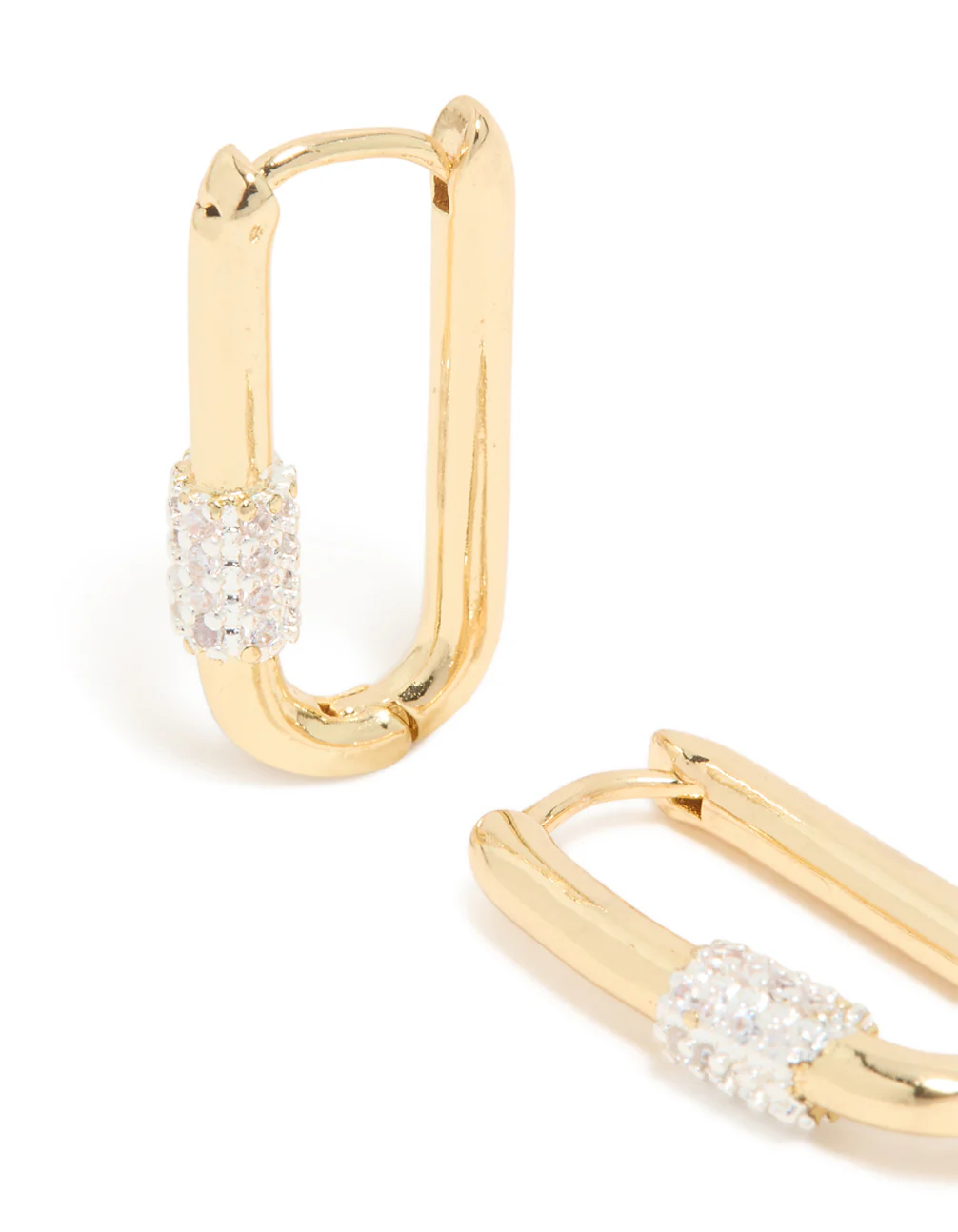 Mixed Metal Plated Carabiner Huggie Earrings - Image 4