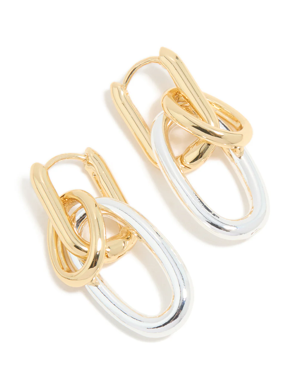 Mixed Metal Plated Chain Link Drop Earrings - Image 2